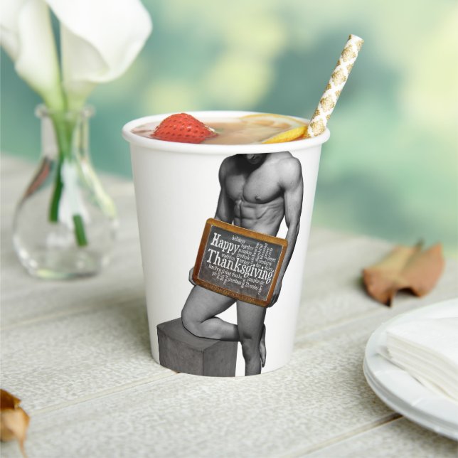 SlipperyJoe's Thanksgiving tradition muscular male Paper Cups (Insitu)