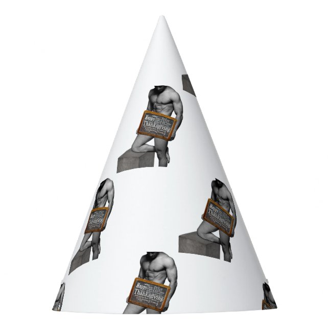 SlipperyJoe's Thanksgiving tradition muscular male Party Hat (Front)