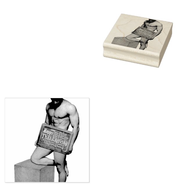 SlipperyJoe's Thanksgiving tradition muscular male Rubber Stamp (Stamped)