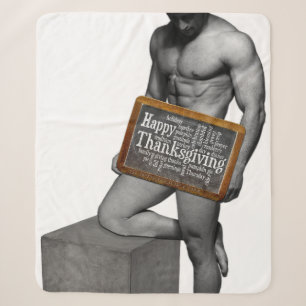 SlipperyJoe's Thanksgiving tradition muscular male Sherpa Blanket