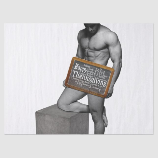 SlipperyJoe's Thanksgiving tradition muscular male Tissue Paper (Front)