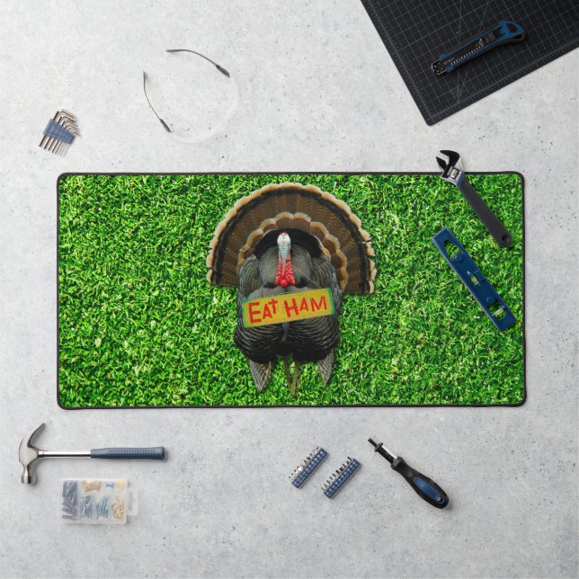 SlipperyJoe's Thanksgiving turkey grass eat ham co Desk Mat (Workstation)
