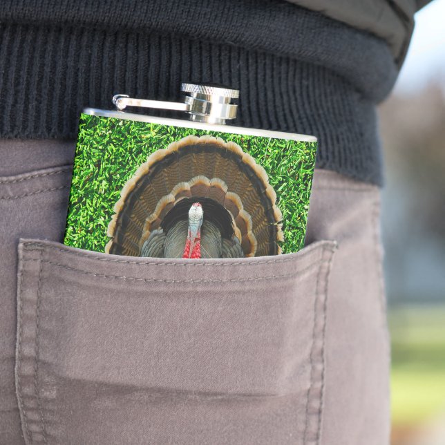 SlipperyJoe's Thanksgiving turkey grass eat ham co Hip Flask (In Situ)