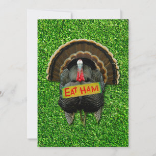 SlipperyJoe's Thanksgiving turkey grass eat ham co Holiday Card