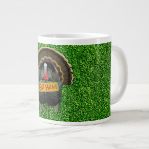 SlipperyJoe's Thanksgiving turkey grass eat ham co Large Coffee Mug