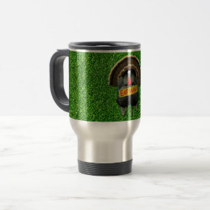 SlipperyJoe's Thanksgiving turkey grass eat ham co Travel Mug
