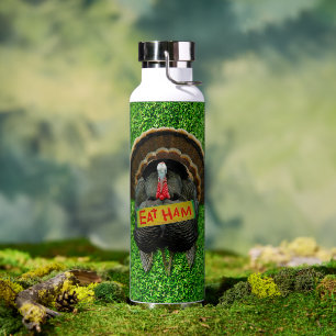 SlipperyJoe's Thanksgiving turkey grass eat ham co Water Bottle