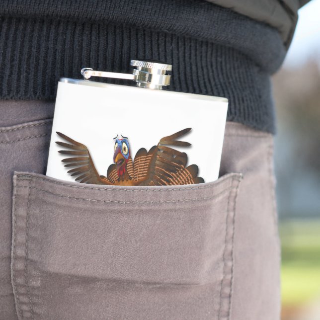 SlipperyJoe's Thanksgiving turkey wings colourful  Hip Flask (In Situ)