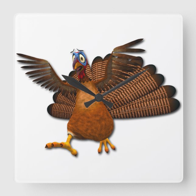 SlipperyJoe's Thanksgiving turkey wings colourful  Square Wall Clock (Front)
