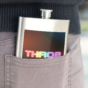 SlipperyJoe's throb rainbow-like gradient thick ca Hip Flask