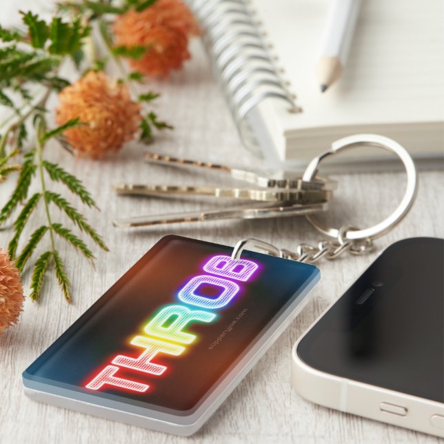 SlipperyJoe's throb rainbow-like gradient thick ca Key Ring (Front Right)