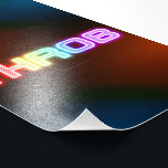 SlipperyJoe's throb rainbow-like gradient thick ca Photo Print<br><div class="desc">SlipperyJoe's throb rainbow-like gradient thick capitalised letters dotted texture filling blurred blue orange red hues swirls intensifying visual impact neon dreamscape ambient lighting psychedelic neon signage art gay pride gifts edgy branding LGBTQIA hypnotic design artistic charged word choice</div>