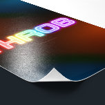 SlipperyJoe's throb rainbow-like gradient thick ca Photo Print<br><div class="desc">SlipperyJoe's throb rainbow-like gradient thick capitalised letters dotted texture filling blurred blue orange red hues swirls intensifying visual impact neon dreamscape ambient lighting psychedelic neon signage art gay pride gifts edgy branding LGBTQIA hypnotic design artistic charged word choice</div>