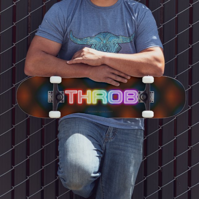 SlipperyJoe's throb rainbow-like gradient thick ca Skateboard (Outdoor 3)