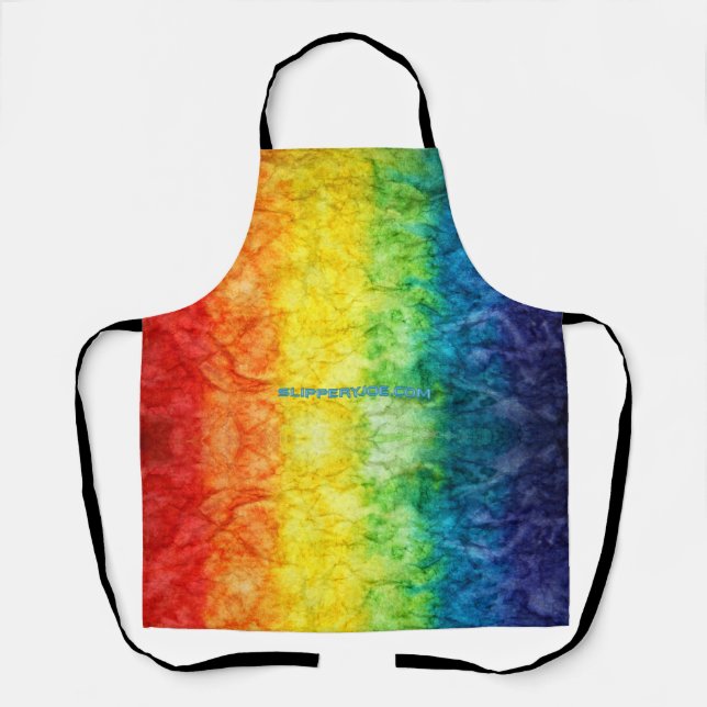 SlipperyJoe's tie-dyed flag rainbow pressed into s Apron (Front)