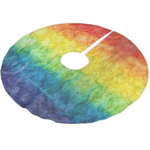 SlipperyJoe's tie-dyed flag rainbow pressed into s Brushed Polyester Tree Skirt