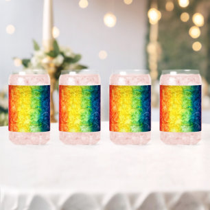 SlipperyJoe's tie-dyed flag rainbow pressed into s Can Glass
