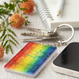 SlipperyJoe's tie-dyed flag rainbow pressed into s Key Ring