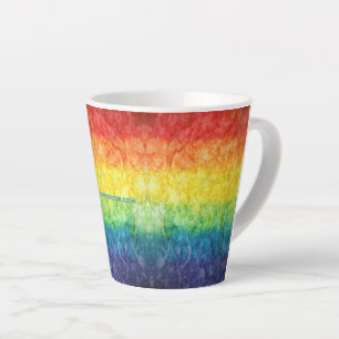 SlipperyJoe's tie-dyed flag rainbow pressed into s Latte Mug
