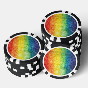 SlipperyJoe's tie-dyed flag rainbow pressed into s Poker Chips