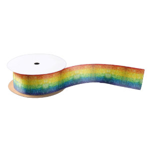 SlipperyJoe's tie-dyed flag rainbow pressed into s Satin Ribbon