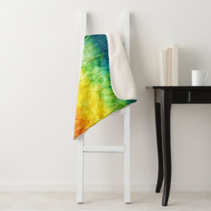 SlipperyJoe's tie-dyed flag rainbow pressed into s Sherpa Blanket
