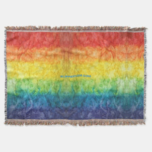 SlipperyJoe's tie-dyed flag rainbow pressed into s Throw Blanket