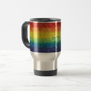 SlipperyJoe's tie-dyed flag rainbow pressed into s Travel Mug