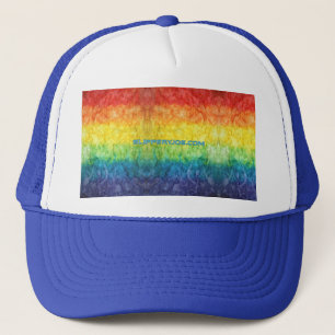 SlipperyJoe's tie-dyed flag rainbow pressed into s Trucker Hat