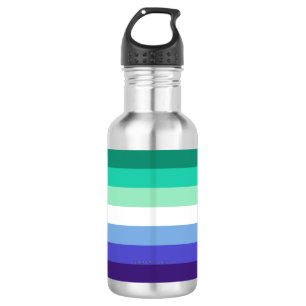 SlipperyJoe's trans-inclusive gay men's flag palet 532 Ml Water Bottle