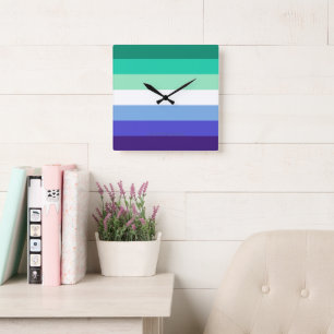 SlipperyJoe's trans-inclusive gay men's flag palet Square Wall Clock