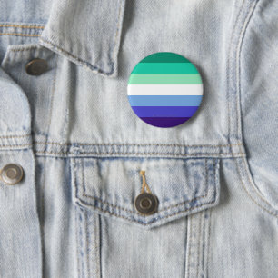 SlipperyJoe's Trans-Inclusive Gay Men's Pride Flag 6 Cm Round Badge
