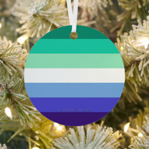 SlipperyJoe's Trans-Inclusive Gay Men's Pride Flag Metal Tree Decoration