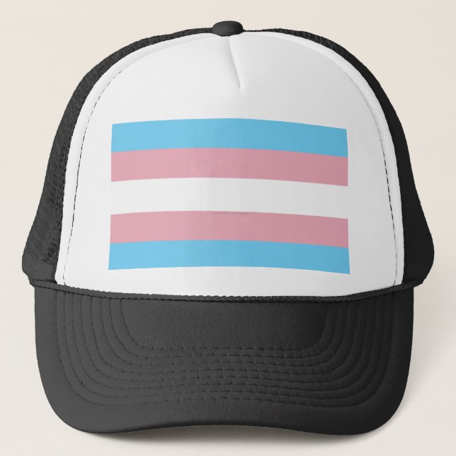 SlipperyJoe's transgender pride flag diversity rig Trucker Hat (Front)