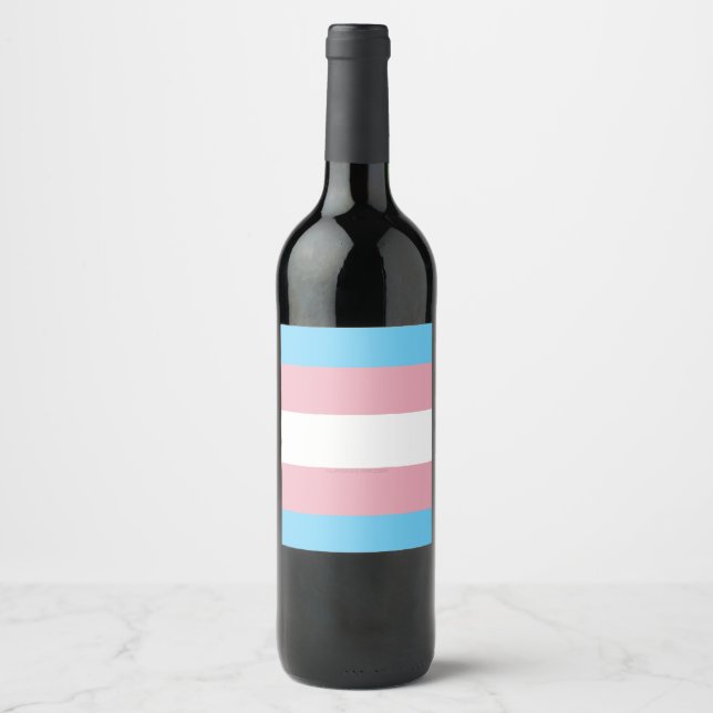 SlipperyJoe's transgender pride flag diversity rig Wine Label (Front)
