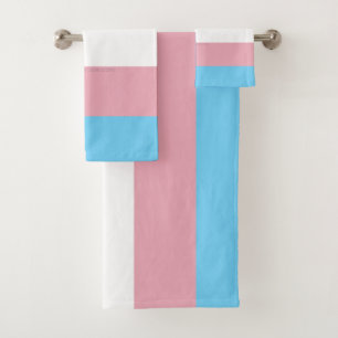 SlipperyJoe's transgender pride flag visibility di Bath Towel Set