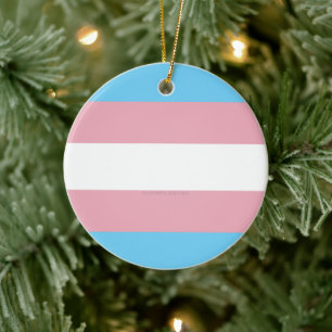SlipperyJoe's transgender pride flag visibility di Ceramic Tree Decoration