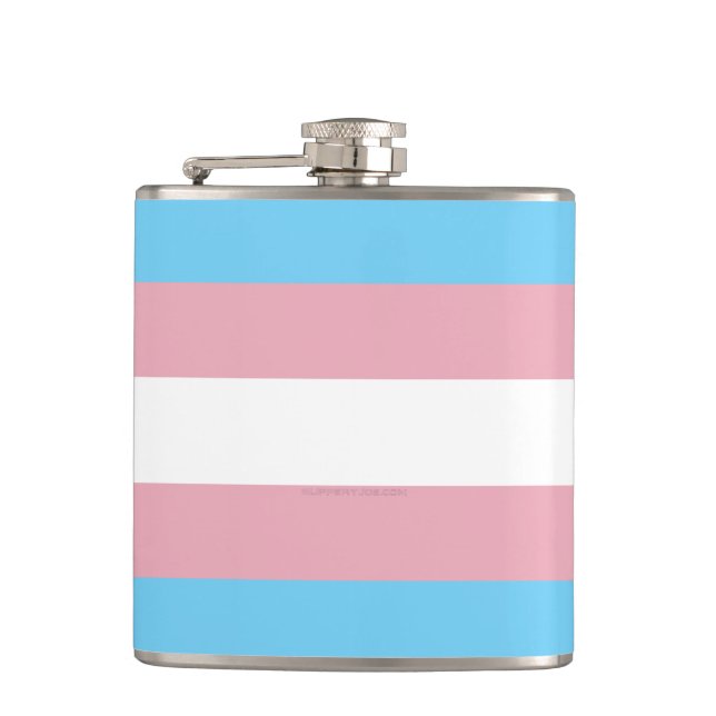 SlipperyJoe's transgender pride flag visibility di Hip Flask (Front)