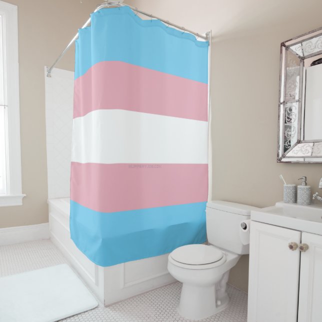 SlipperyJoe's transgender pride flag visibility di Shower Curtain (In Situ)