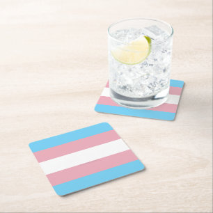 SlipperyJoe's transgender pride flag visibility di Square Paper Coaster