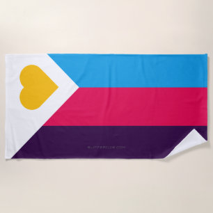 SlipperyJoe's tricolor polyamory pride flag three Beach Towel