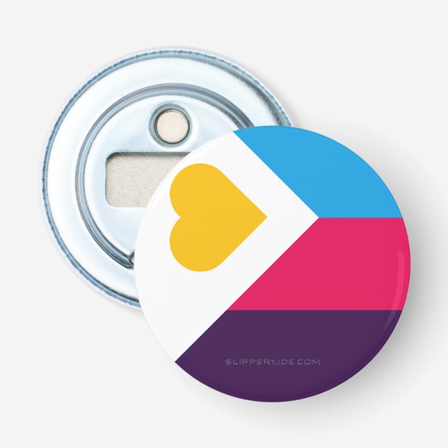 SlipperyJoe's tricolor polyamory pride flag three  Bottle Opener (Front)