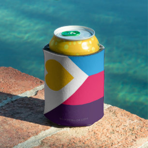 SlipperyJoe's tricolor polyamory pride flag three Can Cooler