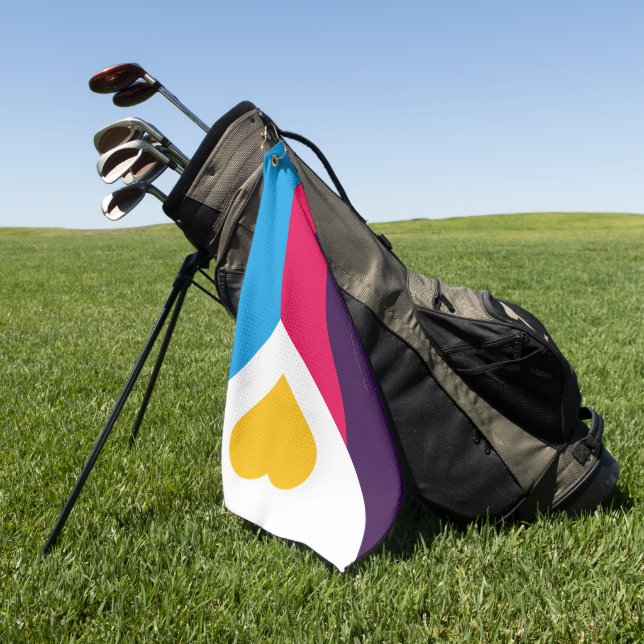 SlipperyJoe's tricolor polyamory pride flag three  Golf Towel (Green)