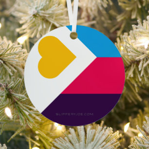 SlipperyJoe's tricolor polyamory pride flag three Metal Tree Decoration