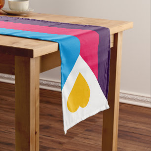 SlipperyJoe's tricolor polyamory pride flag three Short Table Runner