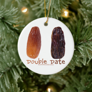 SlipperyJoe's two dates shrivelled wrinkled prunes Ceramic Tree Decoration