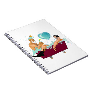 SlipperyJoe's two gay men cartoon bathtub bubbles Notebook