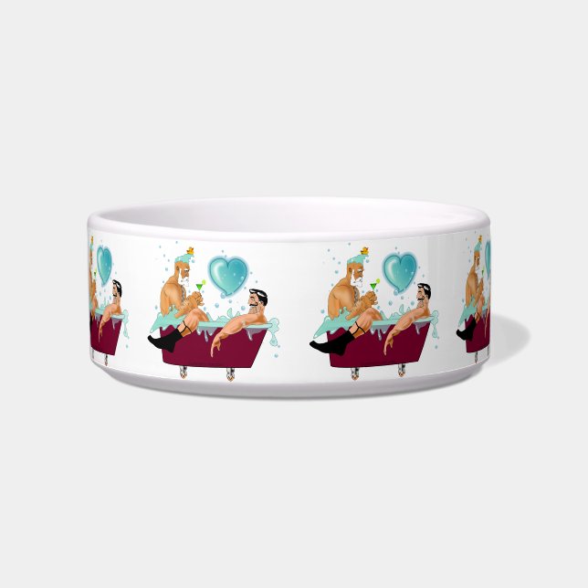 SlipperyJoe's two gay men love cartoon bathtub soa Bowl (Front)