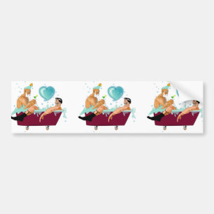 SlipperyJoe's two gay men love cartoon bathtub soa Bumper Sticker